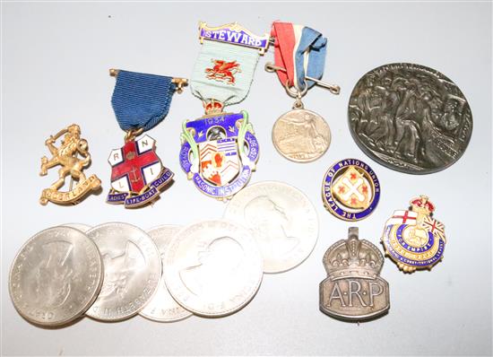 William III shilling mixed coinage & postcards